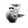 Service Caster 4 Inch Thermoplastic Rubber Swivel Caster with Ball Bearing and Brake SCC SCC-20S420-TPRBD-TLB